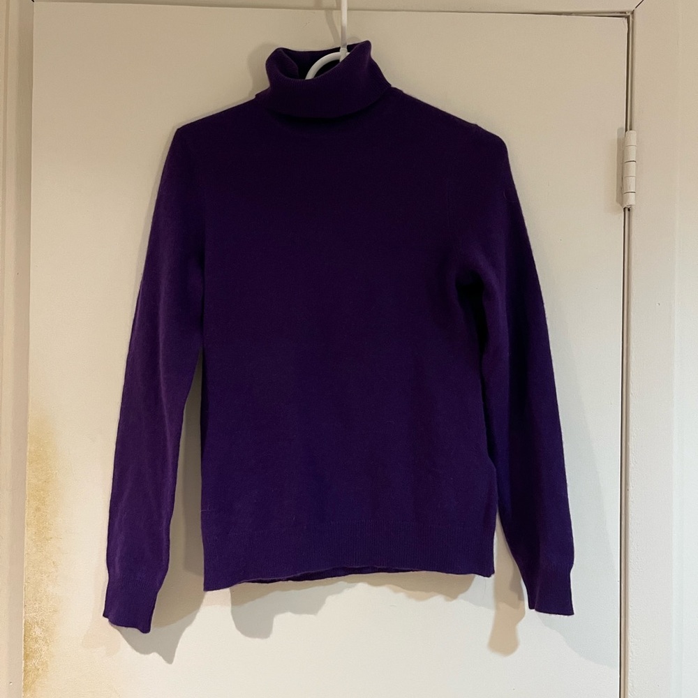 Lord & Taylor Cashmere Fold Over Turtleneck Sweater.